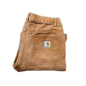 Carhartt Boys Brown Flannel Lined Canvas Carpenter Pants Size 16 BN8316-B